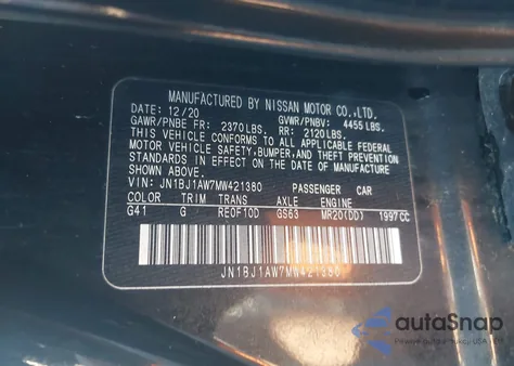 2021 Nissan Rogue Sport S Awd Xtronic Cvt from USA, damaged, VIN JN1BJ1AW7MW421380